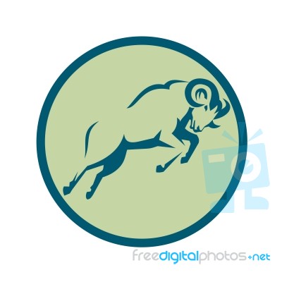 Mountain Sheep Jumping Circle Icon Stock Image