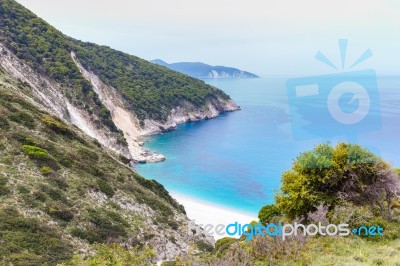 Mountains And Sea In Greek Bay Stock Photo