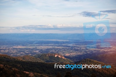 Mountains And Sky In The Evening Stock Photo