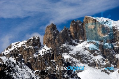 Mountains In The Valley Di Fassa Stock Photo