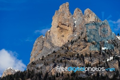 Mountains In The Valley Di Fassa Near Pozza Di Fassa Trentino It… Stock Photo