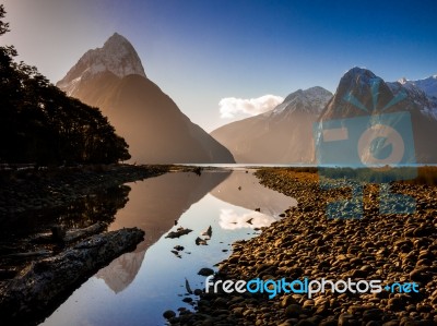 Mountains Reflecting In  A Lake Stock Photo