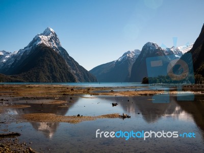 Mountains Reflecting In  A Lake Stock Photo