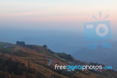 Mountains With Morning Sun Stock Photo