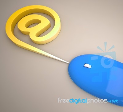 Mouse At Sign Shows Internet And Mail Stock Image