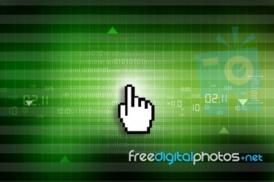 Mouse Pointer On Abstract Binary Background Stock Image