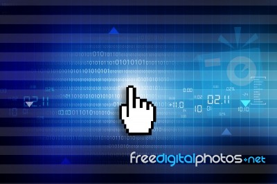 Mouse Pointer On Abstract Binary Background Stock Image