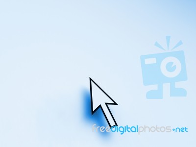 Mouse Pointer On Blue Background Shows Blank Copyspace Website Stock Image