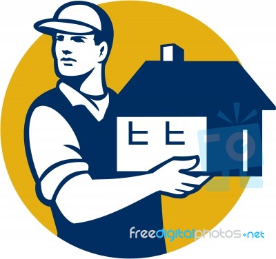 Mover Handling House Circle Retro Stock Image