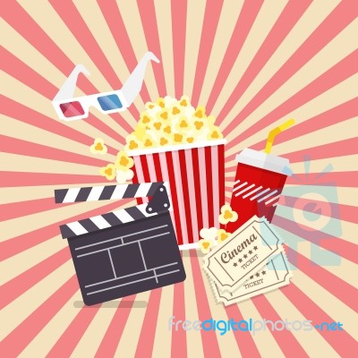 Movie And Film Elements In Flat Design Stock Image