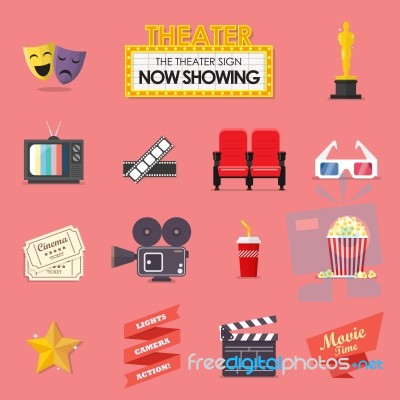 Movie And Film Icons Set Stock Image