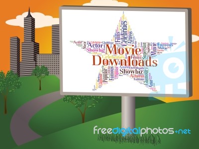 Movie Downloads Shows Motion Picture And Downloaded Stock Image