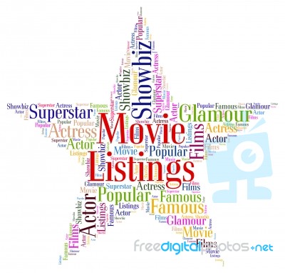 Movie Listings Indicates Watch Movies And Cinema Stock Image