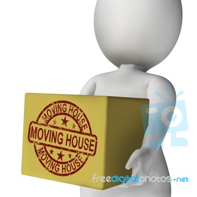 Moving House Boxes Mean Buying New Home And Relocating Stock Image