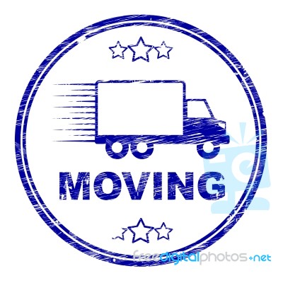 Moving House Stamp Represents Change Of Residence And Lorry Stock Image