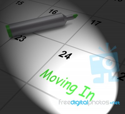 Moving In Calendar Displays New House Or Place Of Residence Stock Image