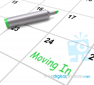 Moving In Calendar Shows New House Or Place Of Residence Stock Image