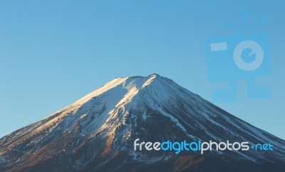 Mt Fuji Closeup On Blue Sky Stock Photo