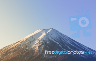 Mt Fuji Closeup On Daylight Blue Sky Stock Photo