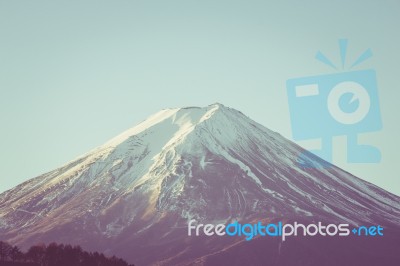 Mt Fuji Closeup Retro Style Stock Photo