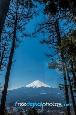 Mt. Fuji In Autumn At Kawaguchiko Lake Snow Landscape,mt. Fuji Is Famous Japan Mountain,tourist People Call Mt. Fuji As Fuji, Fujisan, Fujiyama, Fuji-san,japan Stock Photo