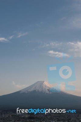 Mt Fuji View In Twilight Stock Photo