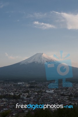 Mt Fuji View In Twilight Stock Photo