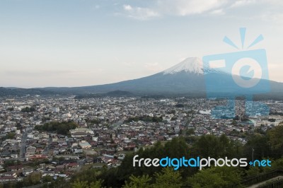 Mt Fuji View In Twilight Stock Photo