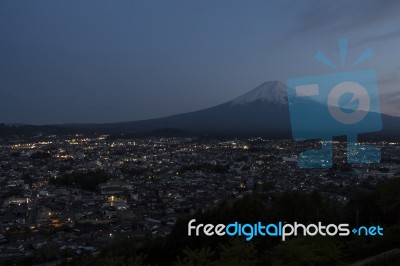 Mt Fuji View In Twilight Stock Photo