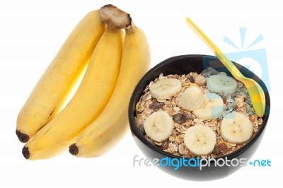 Muesli And Banana Isolated Stock Photo