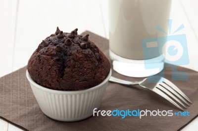 Muffin With Milk Stock Photo