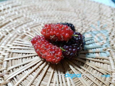 Mulberries On The Wicker Stock Photo