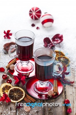 Mulled Wine With Spices Stock Photo