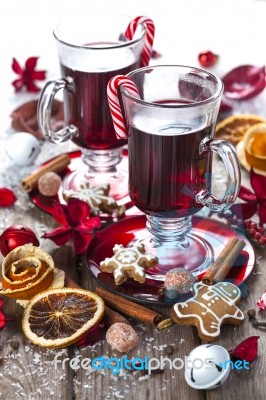 Mulled Wine With Spices Stock Photo