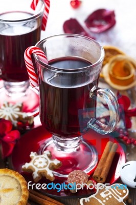 Mulled Wine With Spices Stock Photo