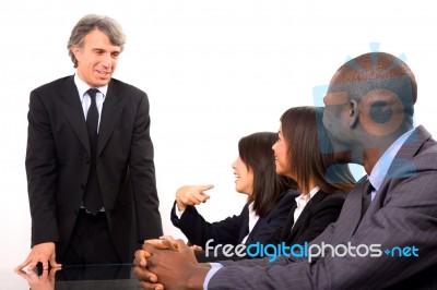 Multi Ethnic Team During Meeting Stock Photo