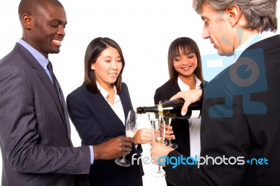 Multi Ethnic Team Toasting Stock Photo