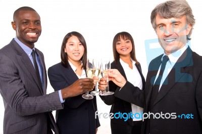 Multi Ethnic Team Toasting Stock Photo