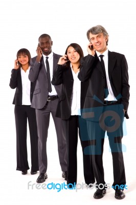 Multi-ethnic Team With Mobile Stock Photo