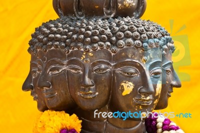 Multi Headed Metallic Buddha Staue Stock Photo