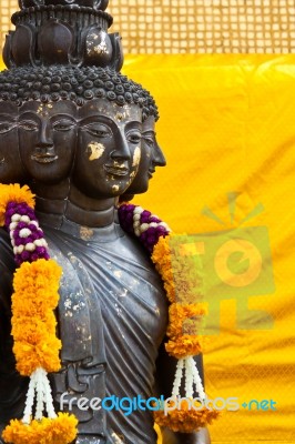 Multi Headed Metallic Buddha Staue Stock Photo