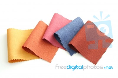 Multicolor Tone Of Fabric Sample On White Background Stock Photo