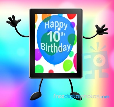 Multicolored Balloons For Celebrating A 10th Or Tenth Birthday Stock Image