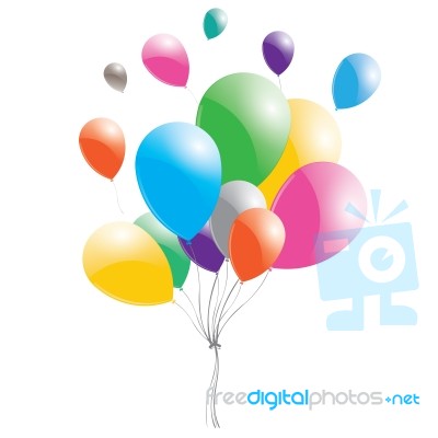 Multicolored Balloons On A White Background. Balloons On Sky Stock Image