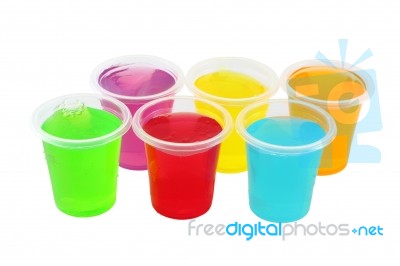 Multicolored Jellies In Cup Stock Photo