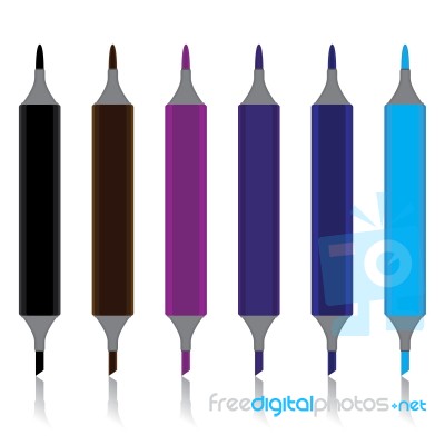 Multicolored Marker Pen Isolated On White Background Stock Image