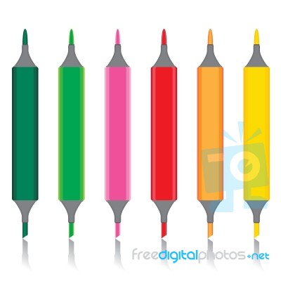 Multicolored Marker Pen Set Isolated On White Background Stock Image