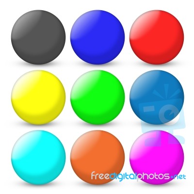 Multicolored Push Button Icon Stock Photo