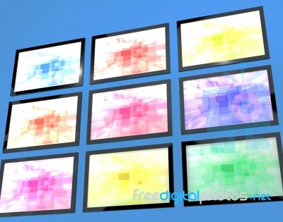 Multicolored TV Monitors Stock Image