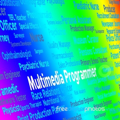 Multimedia Programmer Indicates Software Engineer And Career Stock Image